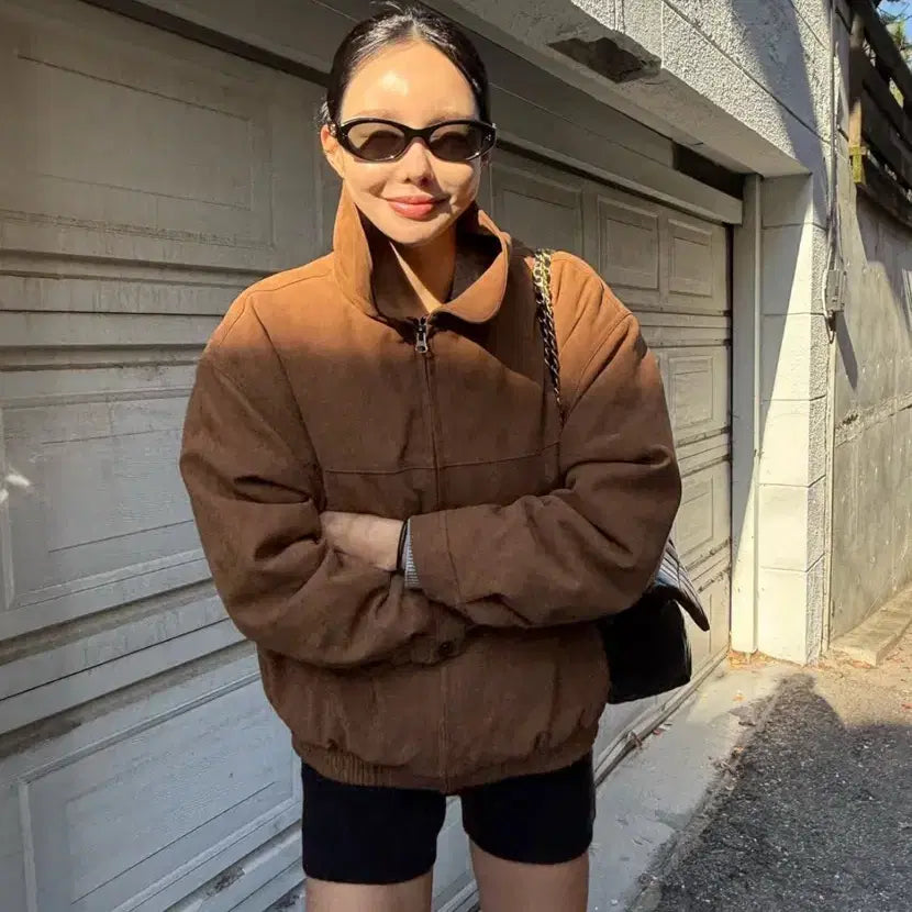 [BUNJANG] Don't Be Rate Shearling Collar Suede Jacket / 돈비레잇 시어링 카라 스웨이드 자켓_카멜