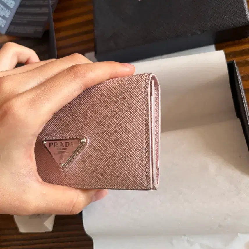 [BUNJANG] Prada Saffiano Leather Card Wallet - Pink / 프라다 사피아노 카드지갑 핑크