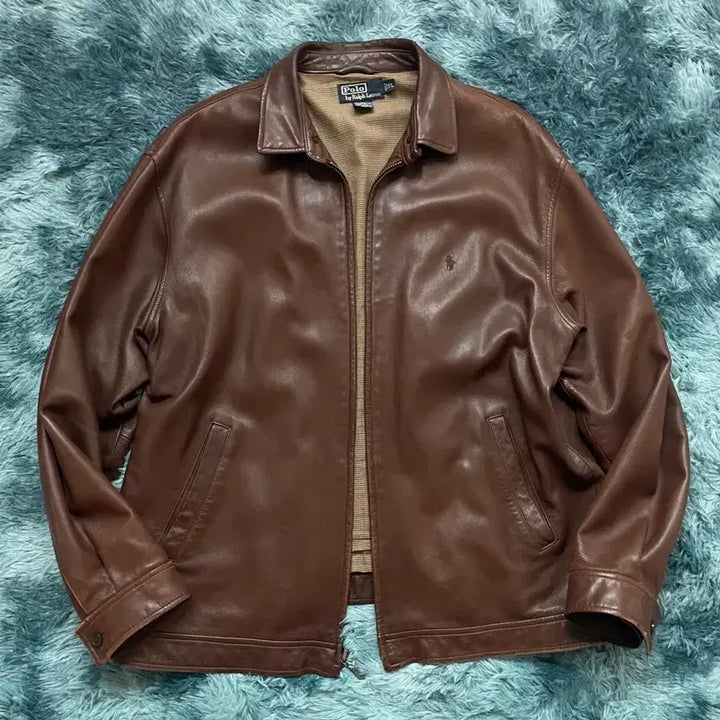 [BUNJANG] Polo Brown Leather Jacket / 폴로 브라운 레더 자켓 양가죽