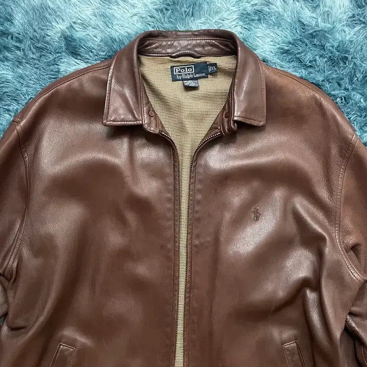 [BUNJANG] Polo Brown Leather Jacket / 폴로 브라운 레더 자켓 양가죽