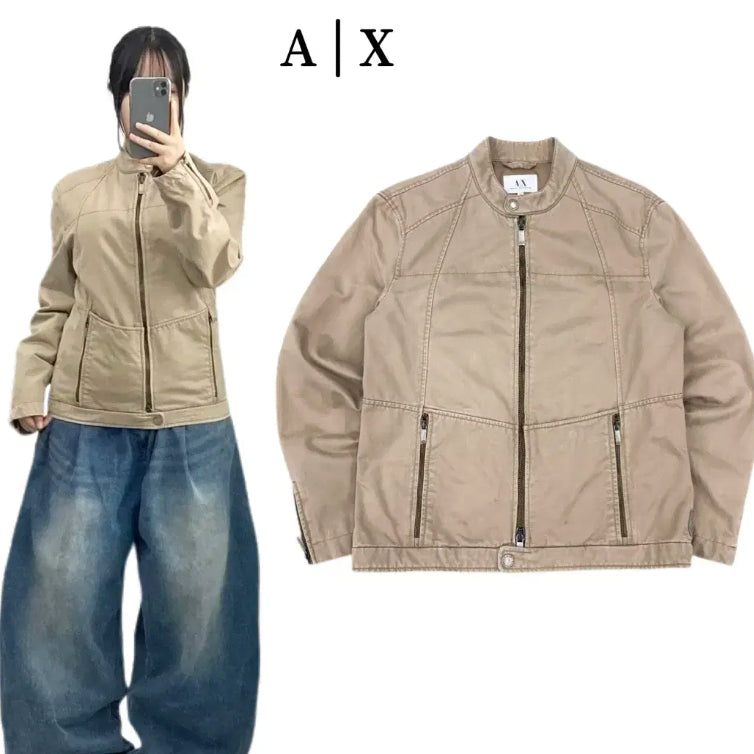 [BUNJANG] A/X Armani Exchange Two-Way Biker Jacket / [S] A/X 아르마니 익스체인지 투웨이 절개 바이커 자켓