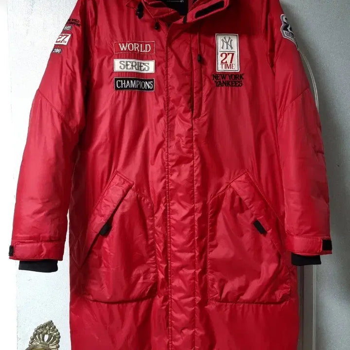 [BUNJANG] MLB Duck Down Red Long Padded Jacket / MLB 패딩
