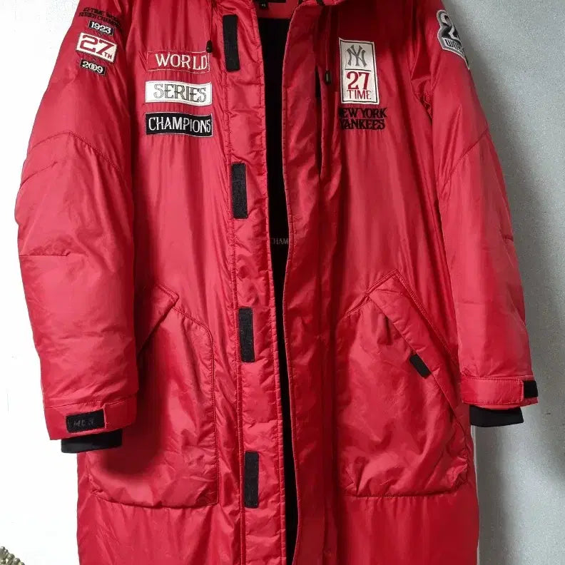 [BUNJANG] MLB Duck Down Red Long Padded Jacket / MLB 패딩