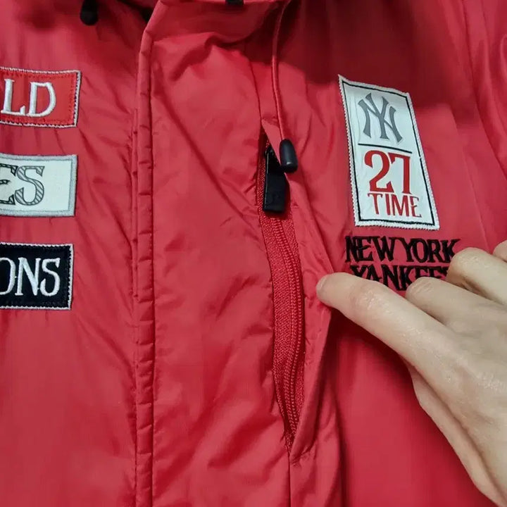 [BUNJANG] MLB Duck Down Red Long Padded Jacket / MLB 패딩