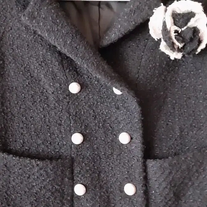 [BUNJANG] Double Button Coat + Corsage / 더블버튼 코트 + 코사지