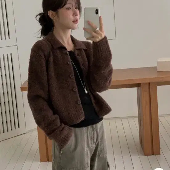 [BUNJANG] MIELLE Boucle Wool Cardigan / MIELLE 미엘 부클 울 가디건 카라 니트 가디건