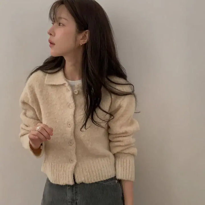[BUNJANG] MIELLE Boucle Wool Cardigan / MIELLE 미엘 부클 울 가디건 카라 니트 가디건