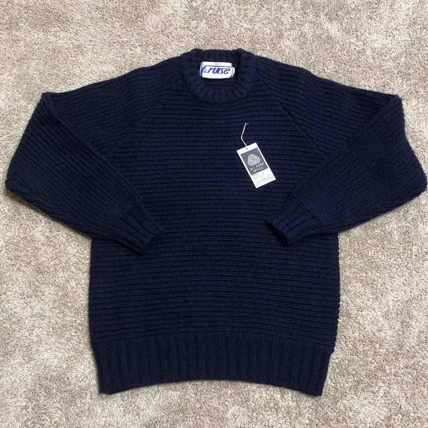 [BUNJANG] Shetland Wool Navy Sweater / [새상품] 스코틀랜드 셔틀랜드 울 100% 스웨터 네이비색 니트