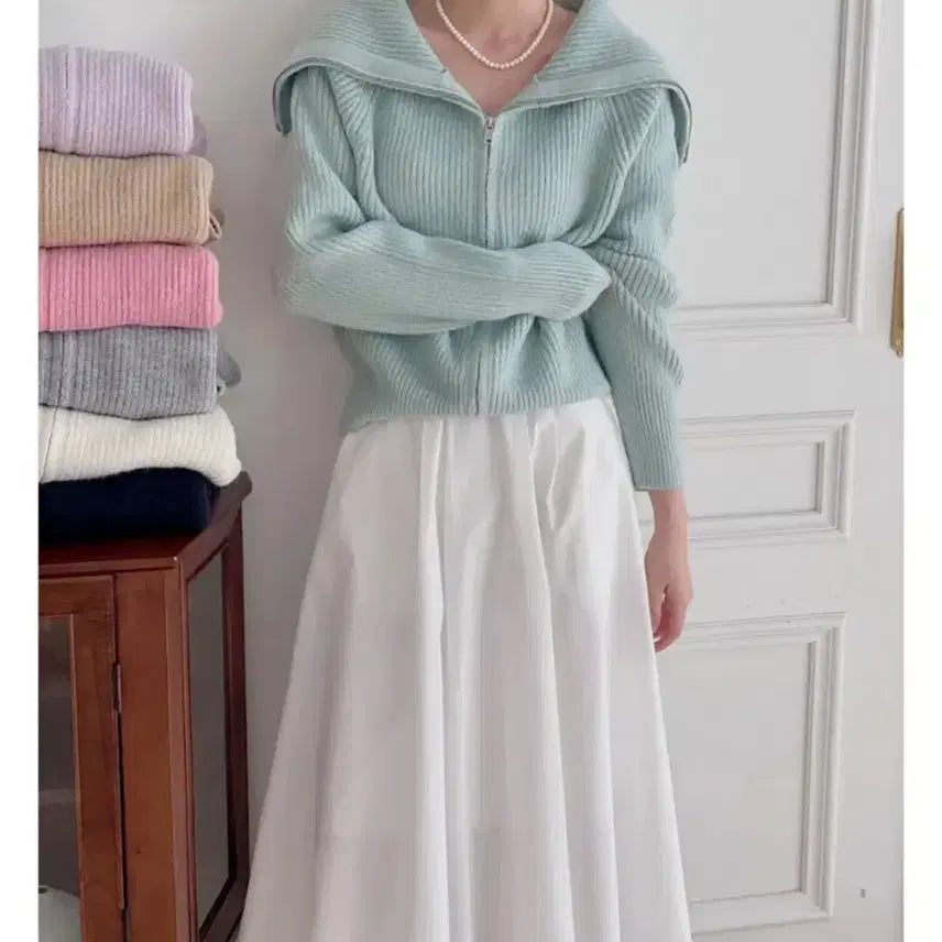 [BUNJANG] Ivory Half-Zip Knit Sweater / 아이보리 하프집업 니트