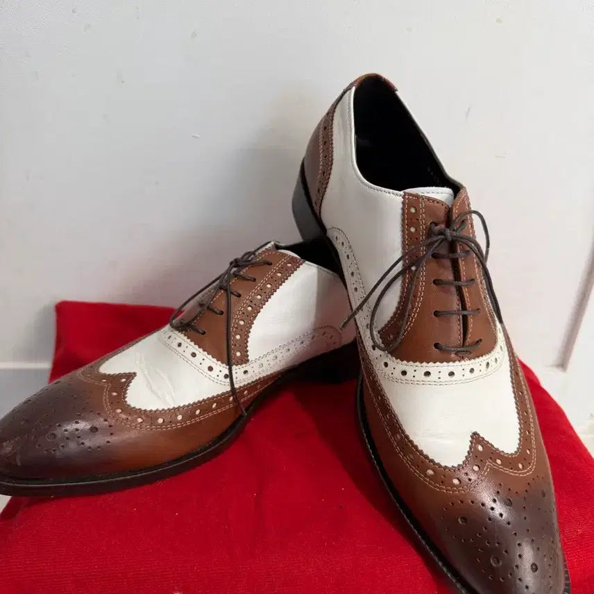 [BUNJANG] Moon's Handmade Men's Wingtip Brogue Shoes / 윙팁 브로그 남성 구두 브라운/화이트 문스수제화 협찬용