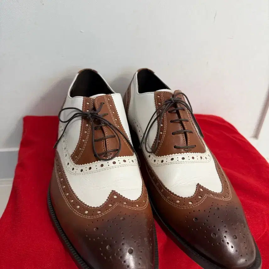 [BUNJANG] Moon's Handmade Men's Wingtip Brogue Shoes / 윙팁 브로그 남성 구두 브라운/화이트 문스수제화 협찬용