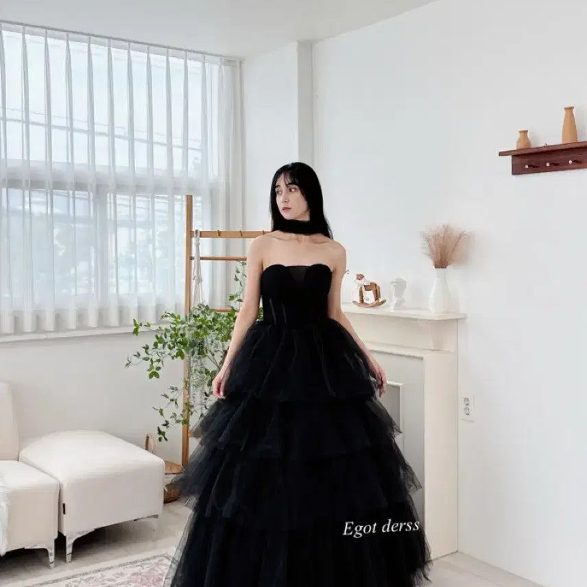 [BUNJANG] Self Wedding Dress for Various Events / 셀프웨딩드레스 2부 피로연 졸업사진 돌잔치 연주회 컨셉사진 블랙드레스