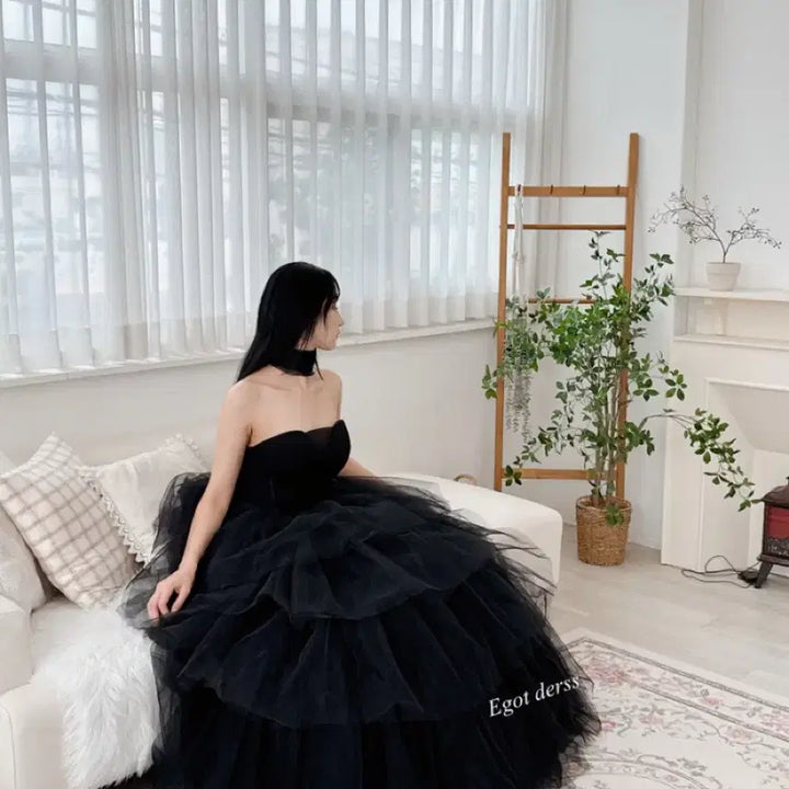 [BUNJANG] Self Wedding Dress for Various Events / 셀프웨딩드레스 2부 피로연 졸업사진 돌잔치 연주회 컨셉사진 블랙드레스
