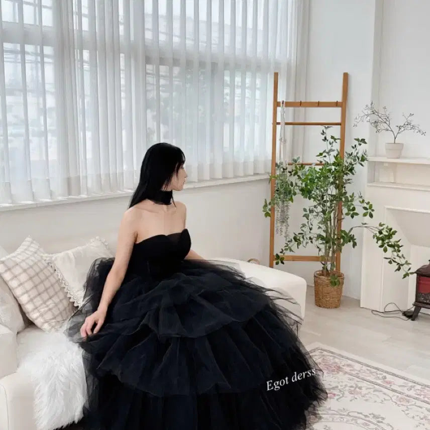 [BUNJANG] Self Wedding Dress for Various Events / 셀프웨딩드레스 2부 피로연 졸업사진 돌잔치 연주회 컨셉사진 블랙드레스