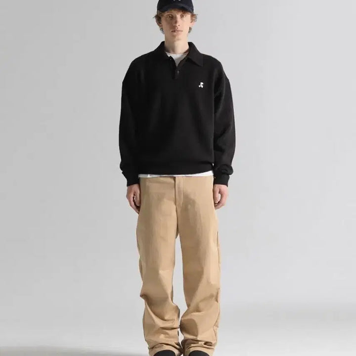 [BUNJANG] Rest & Recreation Oversized Polo Knit Top Black / 레스트앤레크레이션 오버사이즈 폴로 니트 탑 블랙