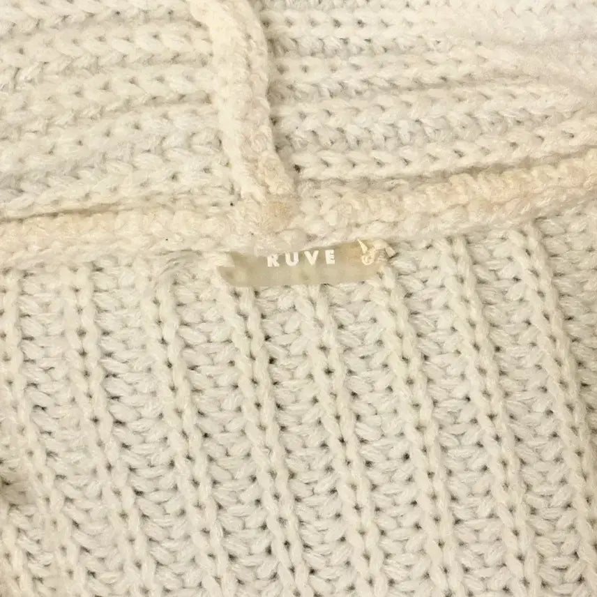 [BUNJANG] Ruve Ivory Crop Knit Hooded Zip-up Cardigan / ruve 아이보리 크롭 니트 후드 집업 가디건