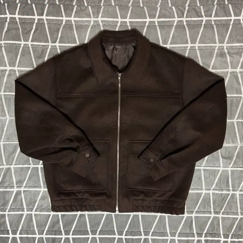 [SOLD OUT] [XL] 105-110 드로우핏 울 집업 빅포켓 블루종 자켓 브라운