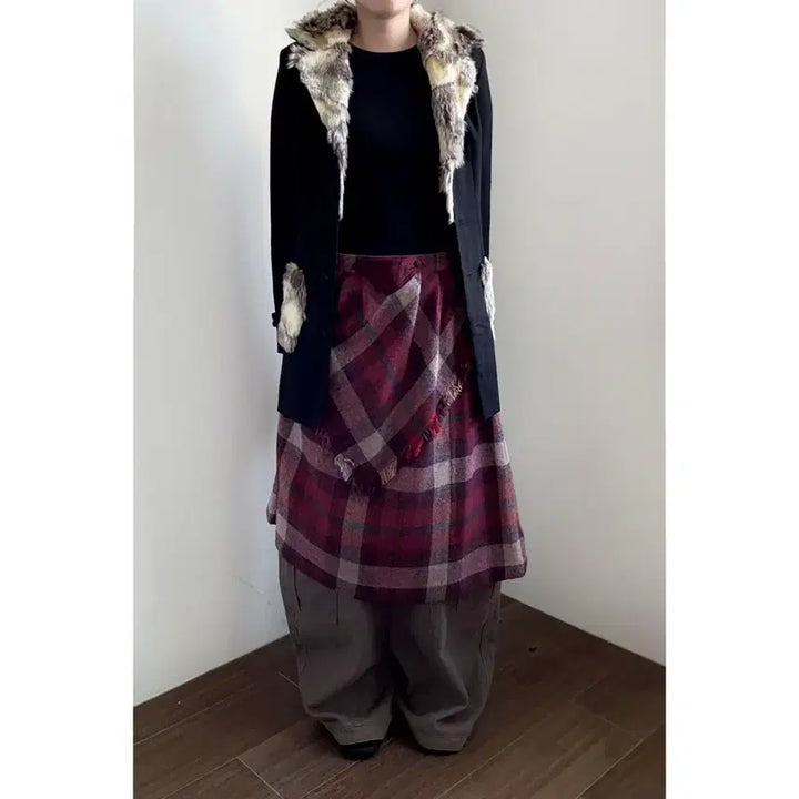 [BUNJANG] Layered Checkered Skirt / 레이어드 체크 스커트