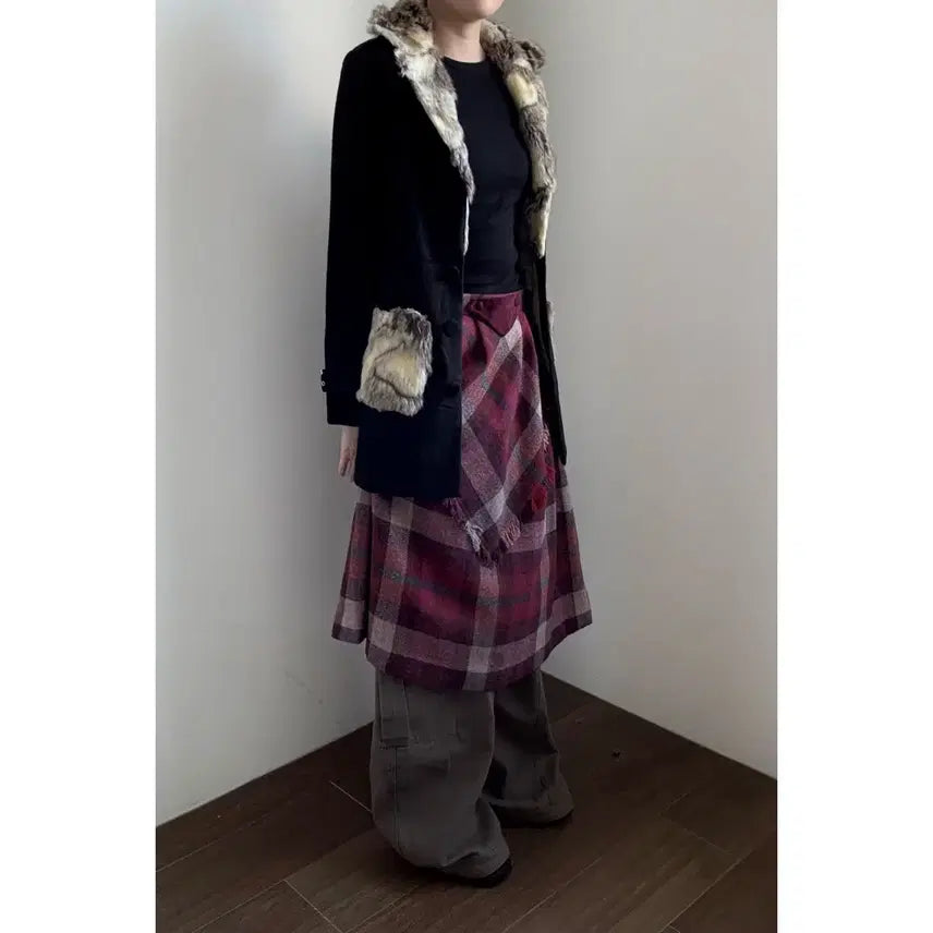 [BUNJANG] Layered Checkered Skirt / 레이어드 체크 스커트