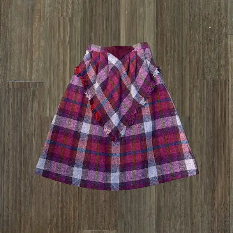 [BUNJANG] Layered Checkered Skirt / 레이어드 체크 스커트