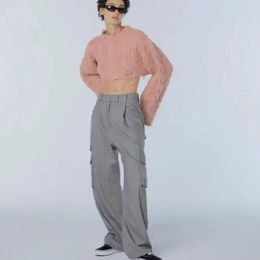 [BUNJANG] InstantFunk Grey Wool Herringbone Wide Pants (Size 1) / 인스턴트펑크 그레이 울 헤링본 와이드 팬츠 1 S (정가 280,000원