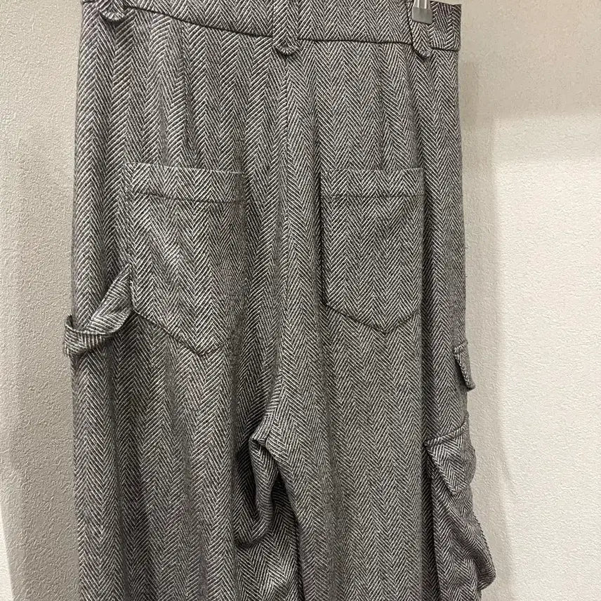 [BUNJANG] InstantFunk Grey Wool Herringbone Wide Pants (Size 1) / 인스턴트펑크 그레이 울 헤링본 와이드 팬츠 1 S (정가 280,000원