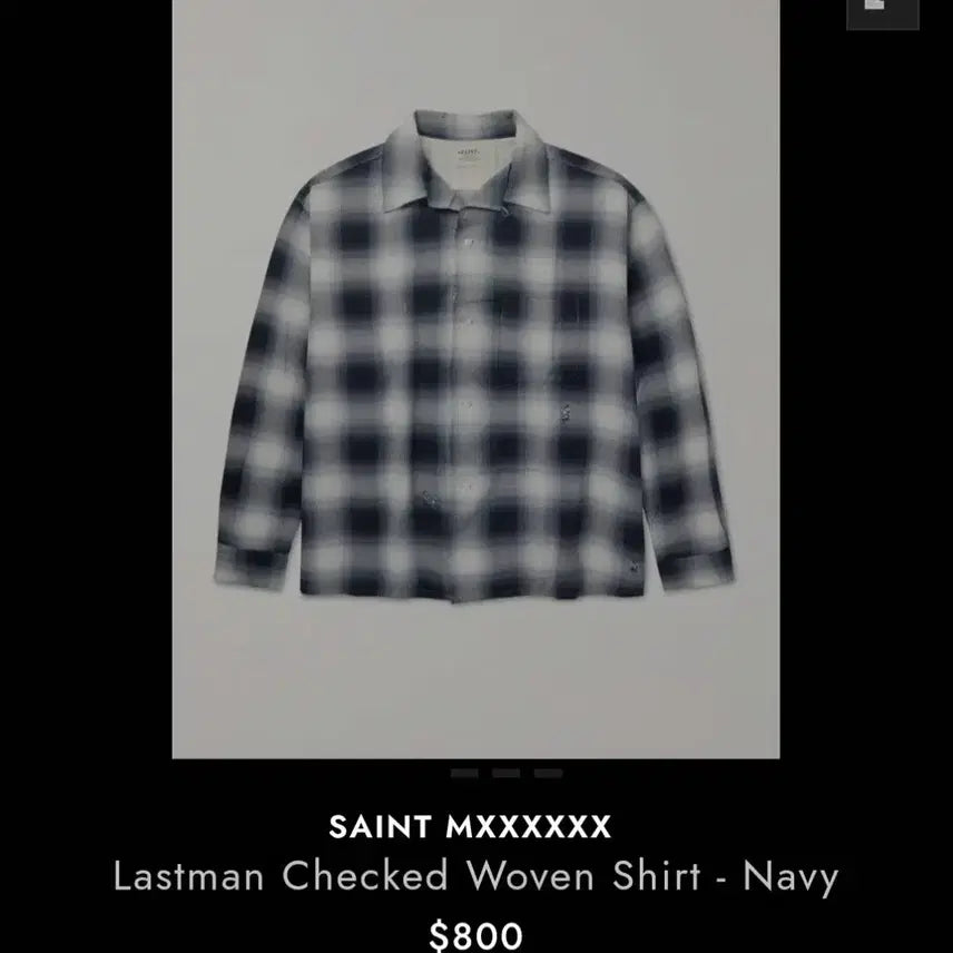 [SOLD OUT] L]새상품 세인트 마이클 x 라스트 맨 체크 셔츠 네이비 - 25SS