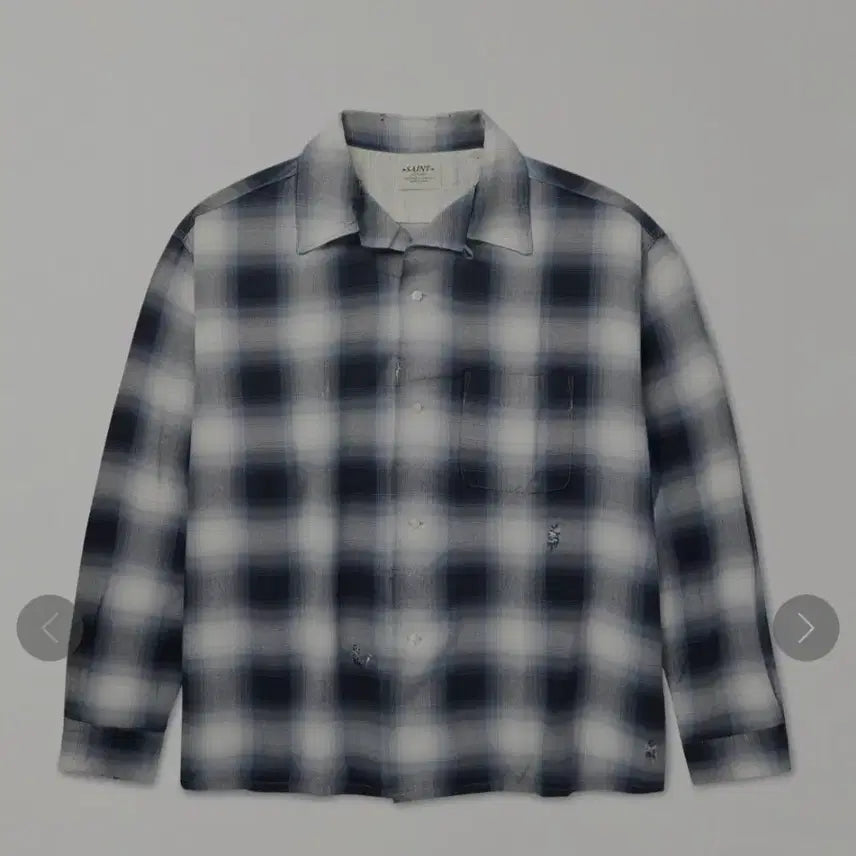 [SOLD OUT] L]새상품 세인트 마이클 x 라스트 맨 체크 셔츠 네이비 - 25SS