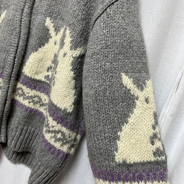 [BUNJANG] Oversized Rabbit Knit Zip-up / 오버핏 토끼 니트 집업(고퀄리티)