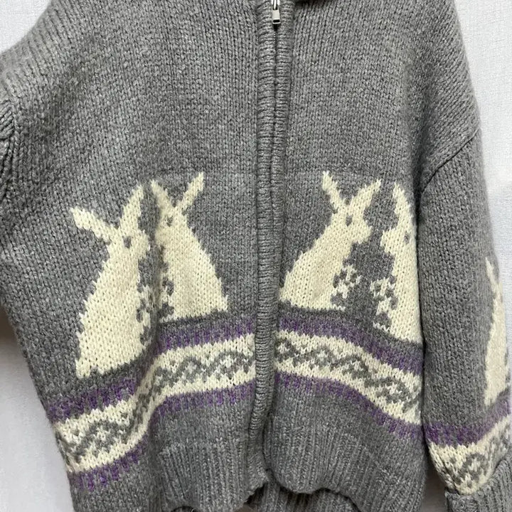 [BUNJANG] Oversized Rabbit Knit Zip-up / 오버핏 토끼 니트 집업(고퀄리티)
