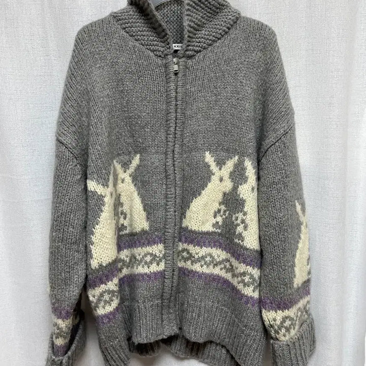 [BUNJANG] Oversized Rabbit Knit Zip-up / 오버핏 토끼 니트 집업(고퀄리티)