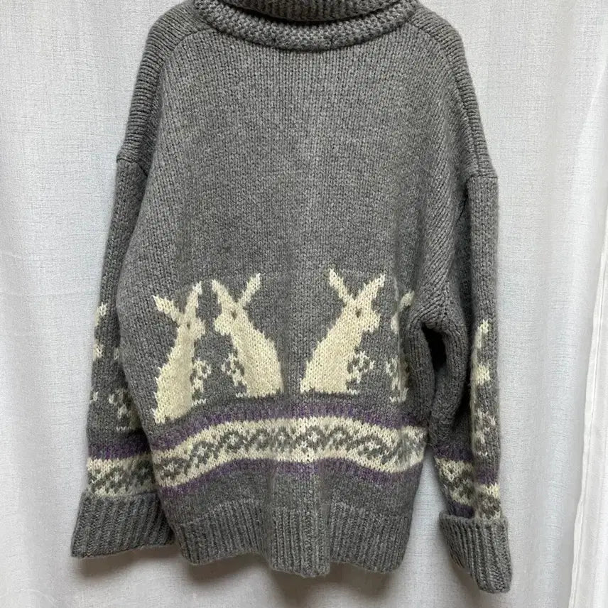 [BUNJANG] Oversized Rabbit Knit Zip-up / 오버핏 토끼 니트 집업(고퀄리티)