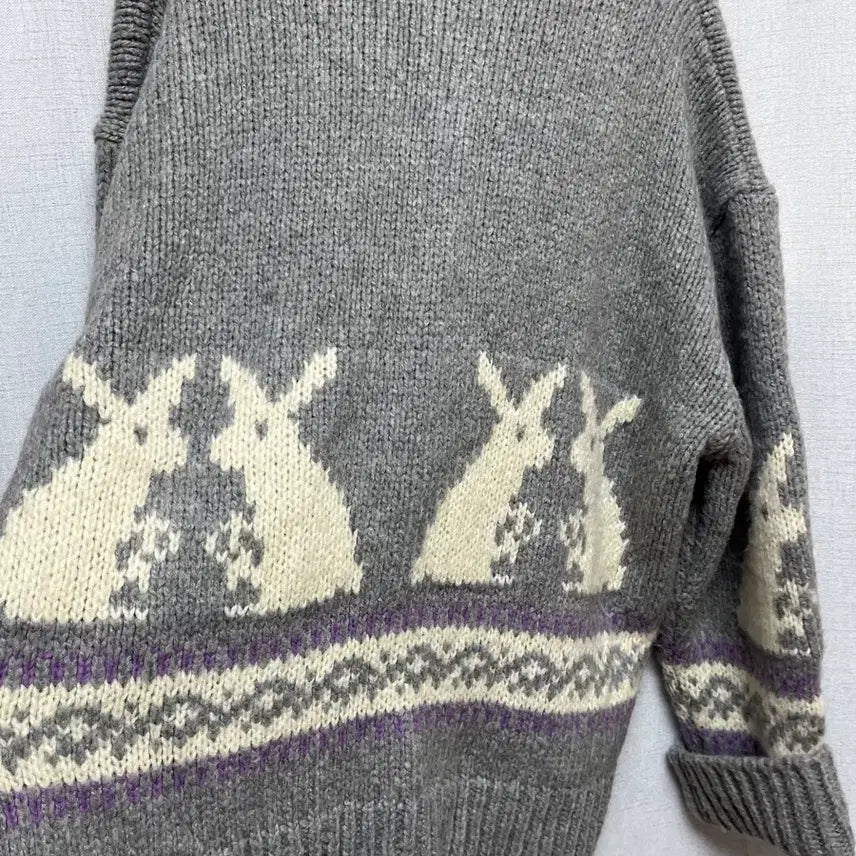 [BUNJANG] Oversized Rabbit Knit Zip-up / 오버핏 토끼 니트 집업(고퀄리티)