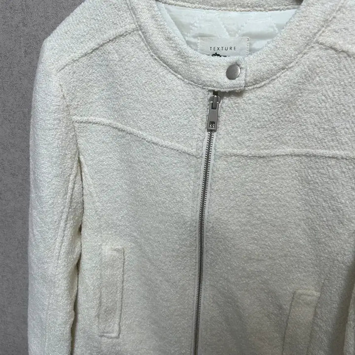 [BUNJANG] Ivory Stand Collar Boucle Wool Jacket (Quilted) / 아이보리 스탠드카라 부클 울자켓 (누빔O)