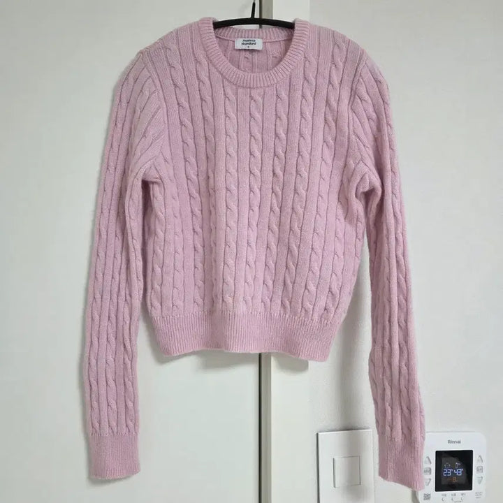 [BUNJANG] Musinsa Standard Women's Angora Blend Cable Knit Sweater [Pink/S] / 무신사스탠다드 우먼즈 앙고라 블렌드 케이블 크루 넥 니트 [핑크/ s]
