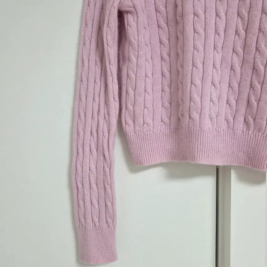 [BUNJANG] Musinsa Standard Women's Angora Blend Cable Knit Sweater [Pink/S] / 무신사스탠다드 우먼즈 앙고라 블렌드 케이블 크루 넥 니트 [핑크/ s]
