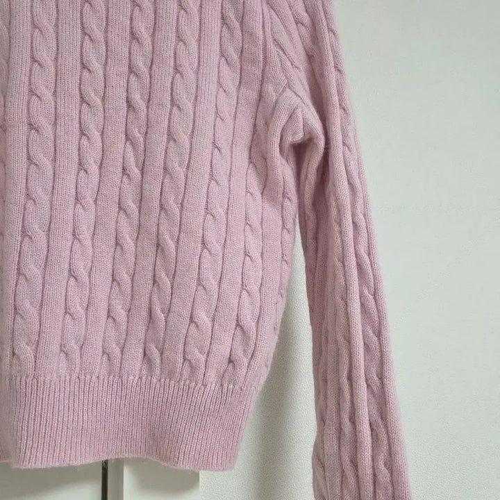 [BUNJANG] Musinsa Standard Women's Angora Blend Cable Knit Sweater [Pink/S] / 무신사스탠다드 우먼즈 앙고라 블렌드 케이블 크루 넥 니트 [핑크/ s]