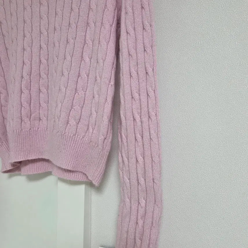 [BUNJANG] Musinsa Standard Women's Angora Blend Cable Knit Sweater [Pink/S] / 무신사스탠다드 우먼즈 앙고라 블렌드 케이블 크루 넥 니트 [핑크/ s]
