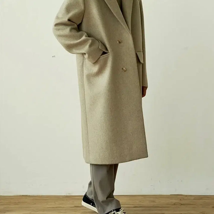 [BUNJANG] LeHVR Cashmere Wool Semi-Double Single Coat Oatmeal / [S] 르아브 캐시미어 울 반더블 싱글코트 오트밀