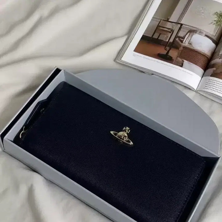 [BUNJANG] Vivienne Westwood Women's Long Wallet Black Logo Pattern / 비비안웨스트우드 여성 장지갑 블랙 로고무늬 신상지갑