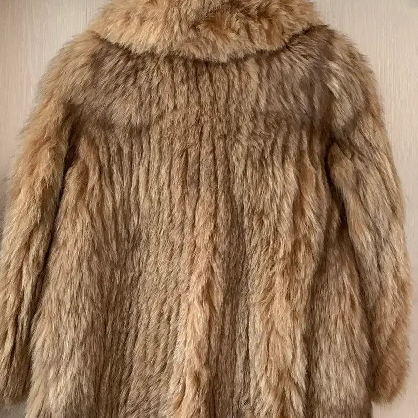 [BUNJANG] EMBA Real Fox Fur Beige Coat / EMBA 리얼 폭스 퍼 베이지