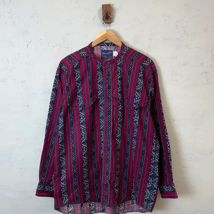 [BUNJANG] Wrangler 90s Vintage Pattern Pocket Shirt / [XL] 랭글러 90s 빈티지 논카라 패턴 포켓 셔츠