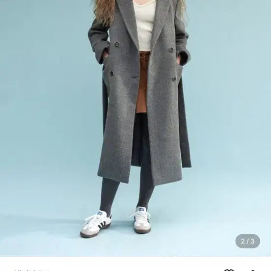 [BUNJANG] Headerment Mood Classic Double Coat - Gray / 헤더먼트 무드 클래식 더블 코트 그레이