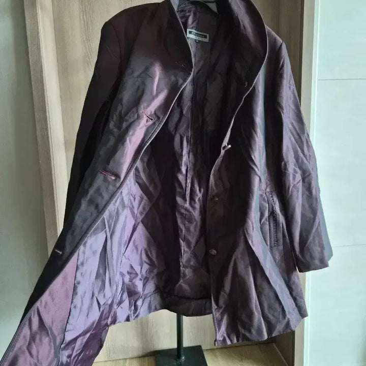 [BUNJANG] Women's Burgundy Glossy Half Jacket - Size L / 버건디 광택 여성 하프자켓 L