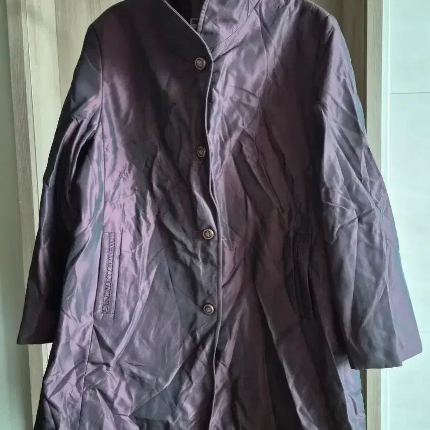 [BUNJANG] Women's Burgundy Glossy Half Jacket - Size L / 버건디 광택 여성 하프자켓 L