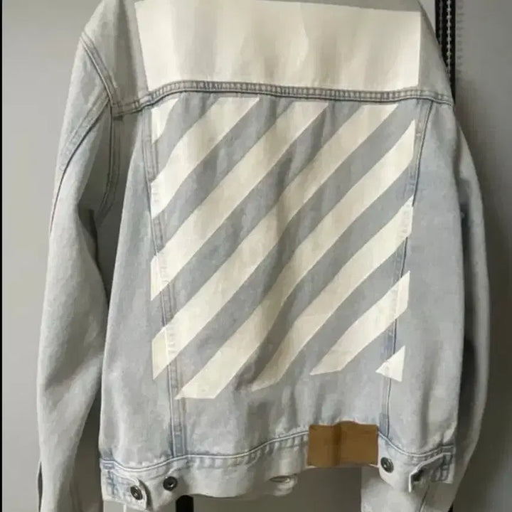 [BUNJANG] Off-White Bleached Denim Jacket / 오프화이트 청자켓