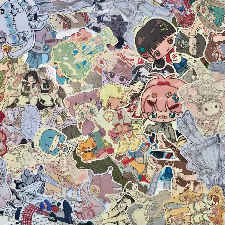 [BUNJANG] Cute Character Paper Set (70 Pieces) / 큐티 캐릭터 지류 70장 세트