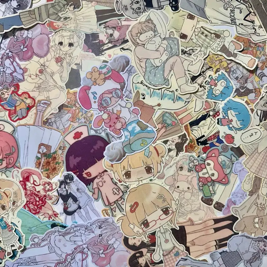 [BUNJANG] Cute Character Paper Set (70 Pieces) / 큐티 캐릭터 지류 70장 세트