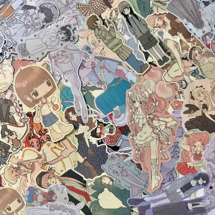 [BUNJANG] Cute Character Paper Set (70 Pieces) / 큐티 캐릭터 지류 70장 세트