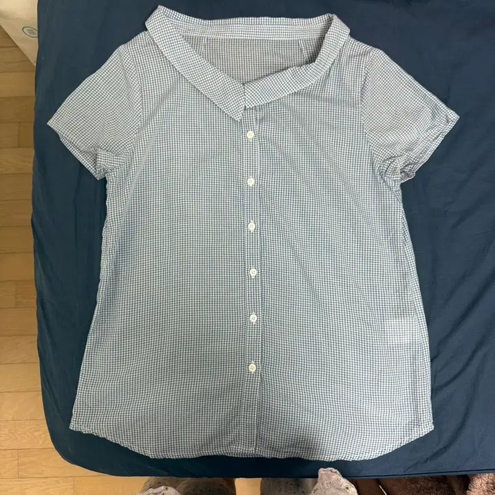 [BUNJANG] Vintage Checkered Short-Sleeved Blouse / 빈티지 체크 반팔 블라우스